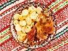 Рецепта Печено агнешко бутче на порции с мед, горчица и картофи на фурна